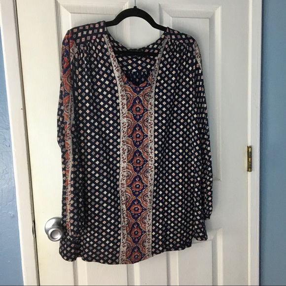 Lucky Brand Tops - Lucky Brand Mixed Bandana Boho Print Top
